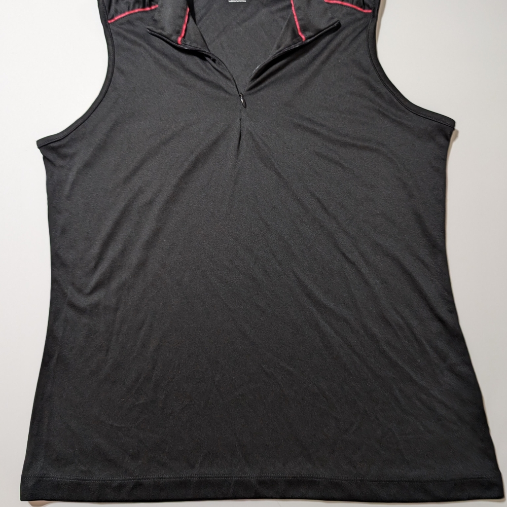 Greg Norman Collection Black Fitted Sleeveless Polo Tank